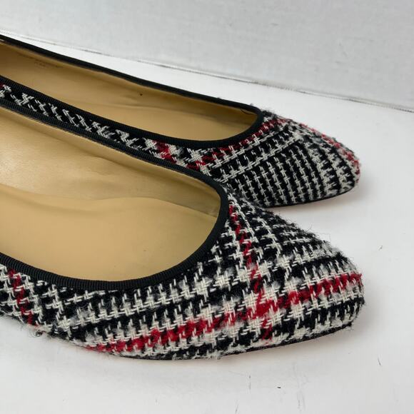 Talbots Sz 8M Tweed Houndstooth Ballet Flats Red Black Preppy Careerwear Retro - Picture 9 of 16